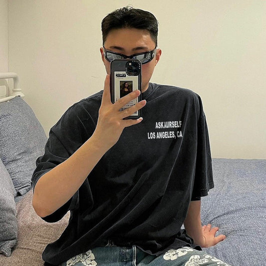 Askyurself T-shirts Casual Loose Men's Fog Short Sleeve Summer